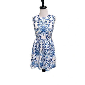 NWOT Roberto Cavalli Resort Porcelain Print Silk Dress Blue White Designer 2